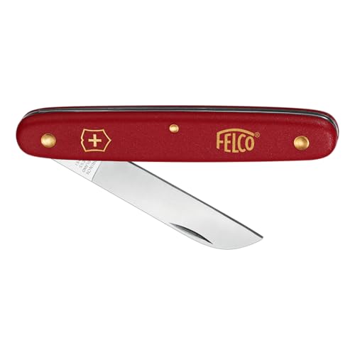 FELCO 3.90 50 Okulier- und Schneidmesser (Klinge 57 mm, Messer für Rindenpfropfen/Schneiden von Stecklingen, roter Nylongriff)