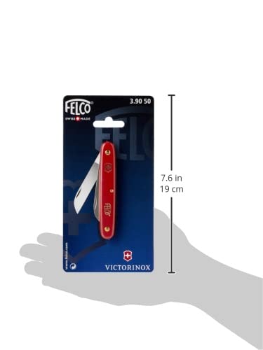 FELCO 3.90 50 Okulier- und Schneidmesser (Klinge 57 mm, Messer für Rindenpfropfen/Schneiden von Stecklingen, roter Nylongriff)