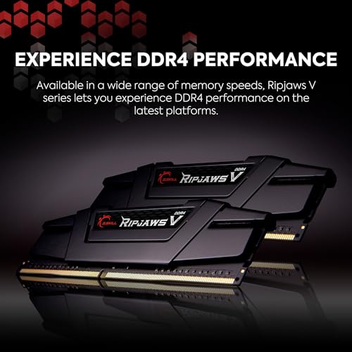 Gskill F4-3200C16D-16GVKB Memory D4 3200 16GB C16 RipV K2 2X 8GB, 1,35V, RipjawsV schwarz