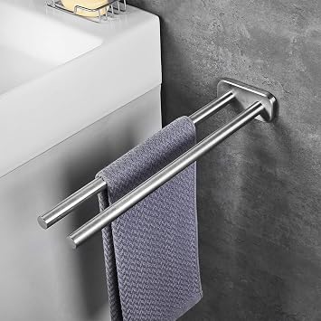 JS Handtuchhalter Edelstahl Gebürstet Bad Handtuchstange Zweiarmig Wandmontage Badezimmer handtuchhalter 40cm
