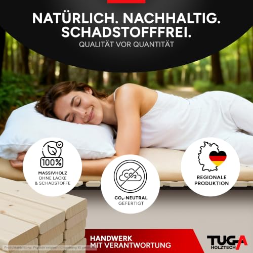 TUGA - Holztech Rollrost 90 x 200 cm 20mm 300kg Lattenrost Rolllattenrost Stabiler Bettrost Qualität aus Deutschland