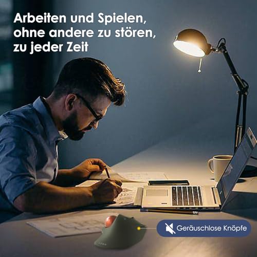 SANWA Trackball Maus mit Kabel, Leise Klik Programmierbar Taste, 600/800/1200/1600 DPI, Kabelgebundene ergonomische TrackBall, Kompatibel mit Winows, Mac, PC, Schwarz, GMATB39