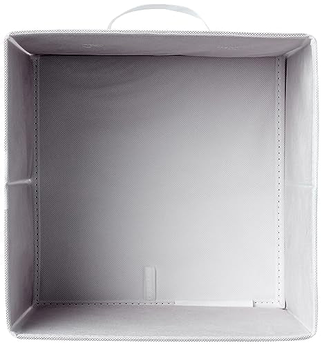 Amazon Basics zusammenklappbarer Aufbewahrungswürfel/Organizer aus Stoff mit Griffen, 33 cm x 33 cm x 33 cm, Einfarbig Weiß, 6 Stück