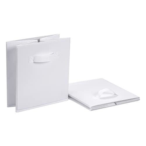 Amazon Basics zusammenklappbarer Aufbewahrungswürfel/Organizer aus Stoff mit Griffen, 33 cm x 33 cm x 33 cm, Einfarbig Weiß, 6 Stück