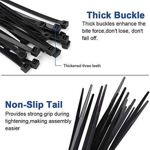 200 Stück Kabelbinder Schwarz Set 120mm/150mm und 100 Stück Starken Selbstklebend Basishalter, Nylon Kunststoff Kabel Binder, UV-beständiges, für Heim Büro Industriell