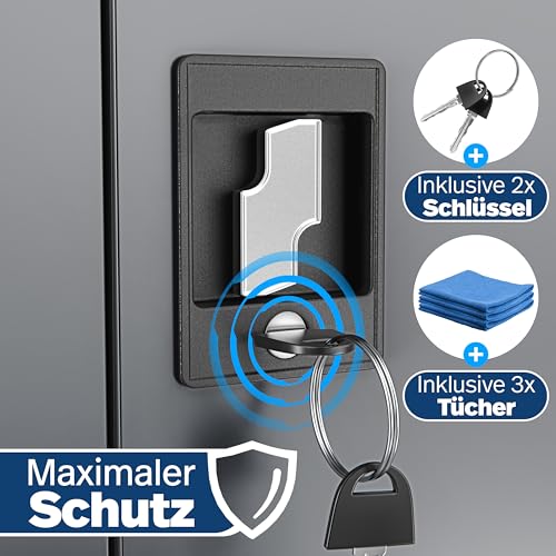 KESSER® Aktenschrank abschließbar mit Flügeltüren 180x80x40cm | Büroschrank aus Stahl mit 4 höhenverstellbaren Einlegeböden | Mehrzweckschrank 5 flexible Fächer, max. 40 kg pro Fach, inkl. 2 Schlüssel