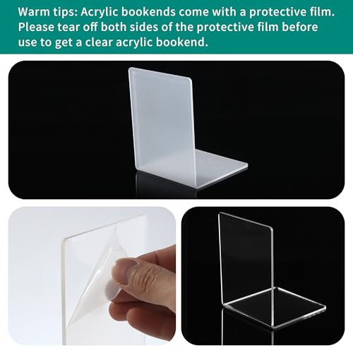 10 Stück Transparenten Buchstützen-Set, 40 Stück Anti-Rutsch-Pad-Acryl-Buchstütze, 3mm verdickt Stück Klarer Buchständer kann für Buchhalter, Bibliotheks-Buchständer, Bücherstützen, Büro-Bookends