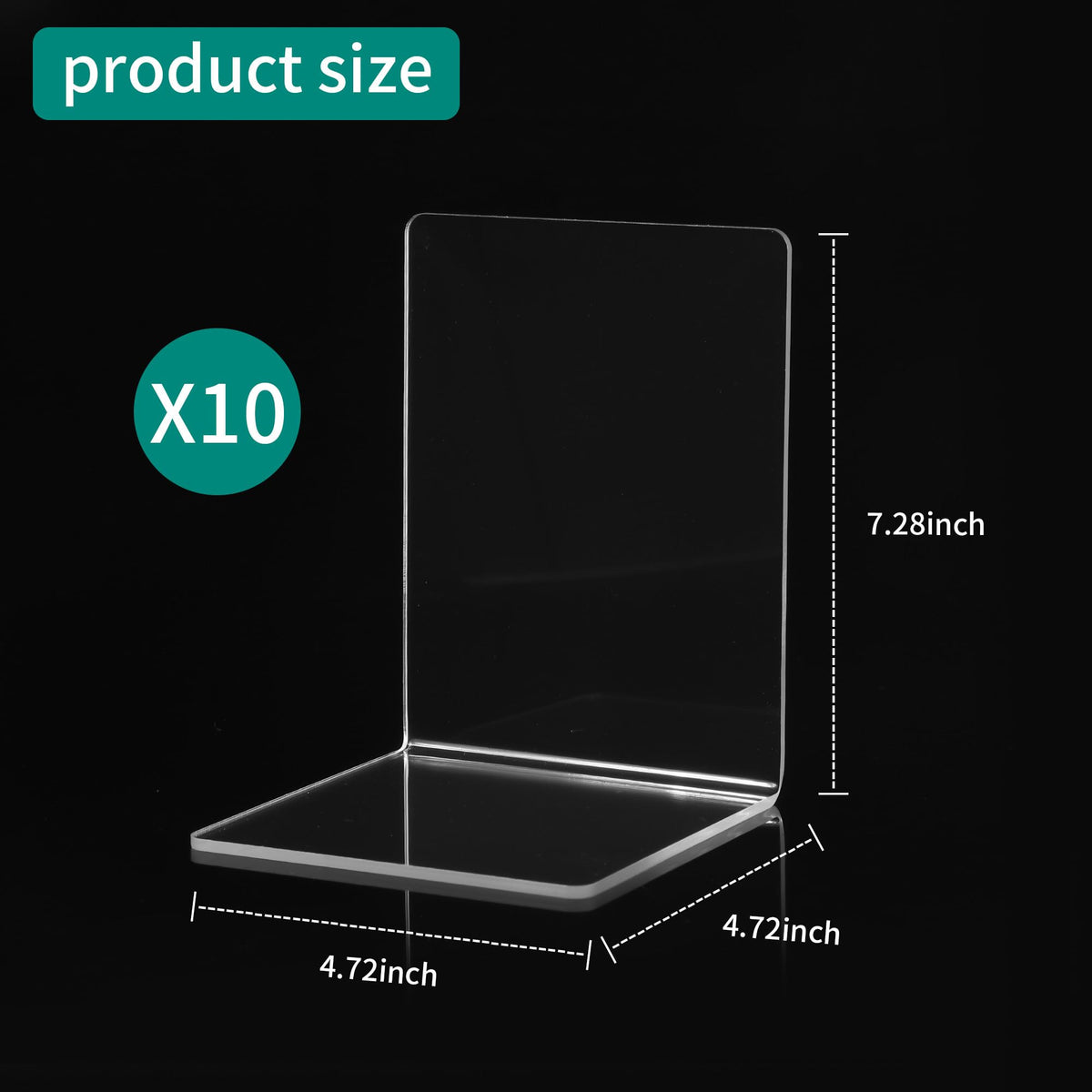 10 Stück Transparenten Buchstützen-Set, 40 Stück Anti-Rutsch-Pad-Acryl-Buchstütze, 3mm verdickt Stück Klarer Buchständer kann für Buchhalter, Bibliotheks-Buchständer, Bücherstützen, Büro-Bookends