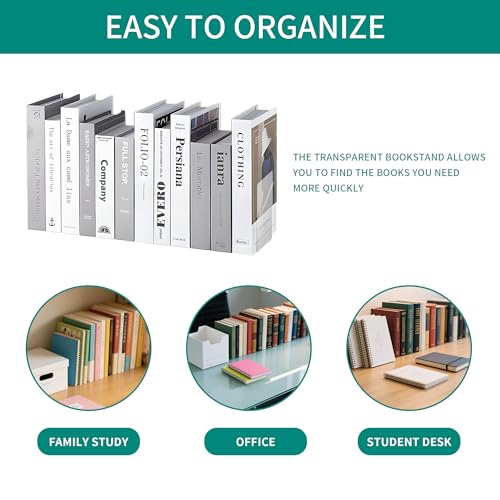 10 Stück Transparenten Buchstützen-Set, 40 Stück Anti-Rutsch-Pad-Acryl-Buchstütze, 3mm verdickt Stück Klarer Buchständer kann für Buchhalter, Bibliotheks-Buchständer, Bücherstützen, Büro-Bookends