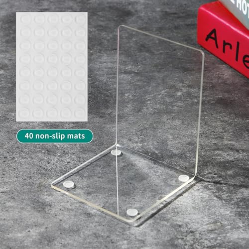 10 Stück Transparenten Buchstützen-Set, 40 Stück Anti-Rutsch-Pad-Acryl-Buchstütze, 3mm verdickt Stück Klarer Buchständer kann für Buchhalter, Bibliotheks-Buchständer, Bücherstützen, Büro-Bookends