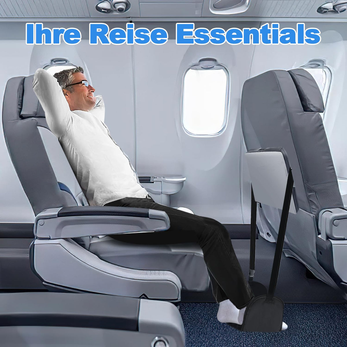 M MOACC Flugzeug Fußstütze Fuß Hängematte, Fußstütze aus Premium Memory Foam, tragbare verstellbare Flugzeug Beinauflage, nicht kollidieren Fußstütze bietet Entspannung und Komfort für lange Flüge