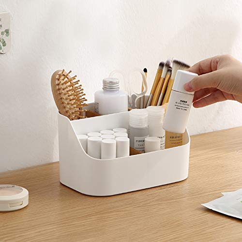 Rhys 5 Fächer Bambus Büro Organizer, Multifunktional Aufbewahrungsbox,Desk Organizer, für Smartphones, Kosmetika, Stifte, Kleine GegenstäNde Verwendet Werden, Weiß