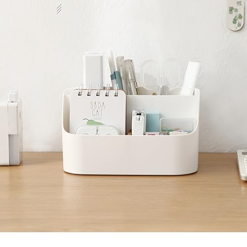 Rhys 5 Fächer Bambus Büro Organizer, Multifunktional Aufbewahrungsbox,Desk Organizer, für Smartphones, Kosmetika, Stifte, Kleine GegenstäNde Verwendet Werden, Weiß