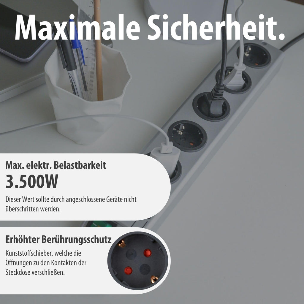 Brennenstuhl Super-Solid, Steckdosenleiste 5-Fach mit Überspannungsschutz