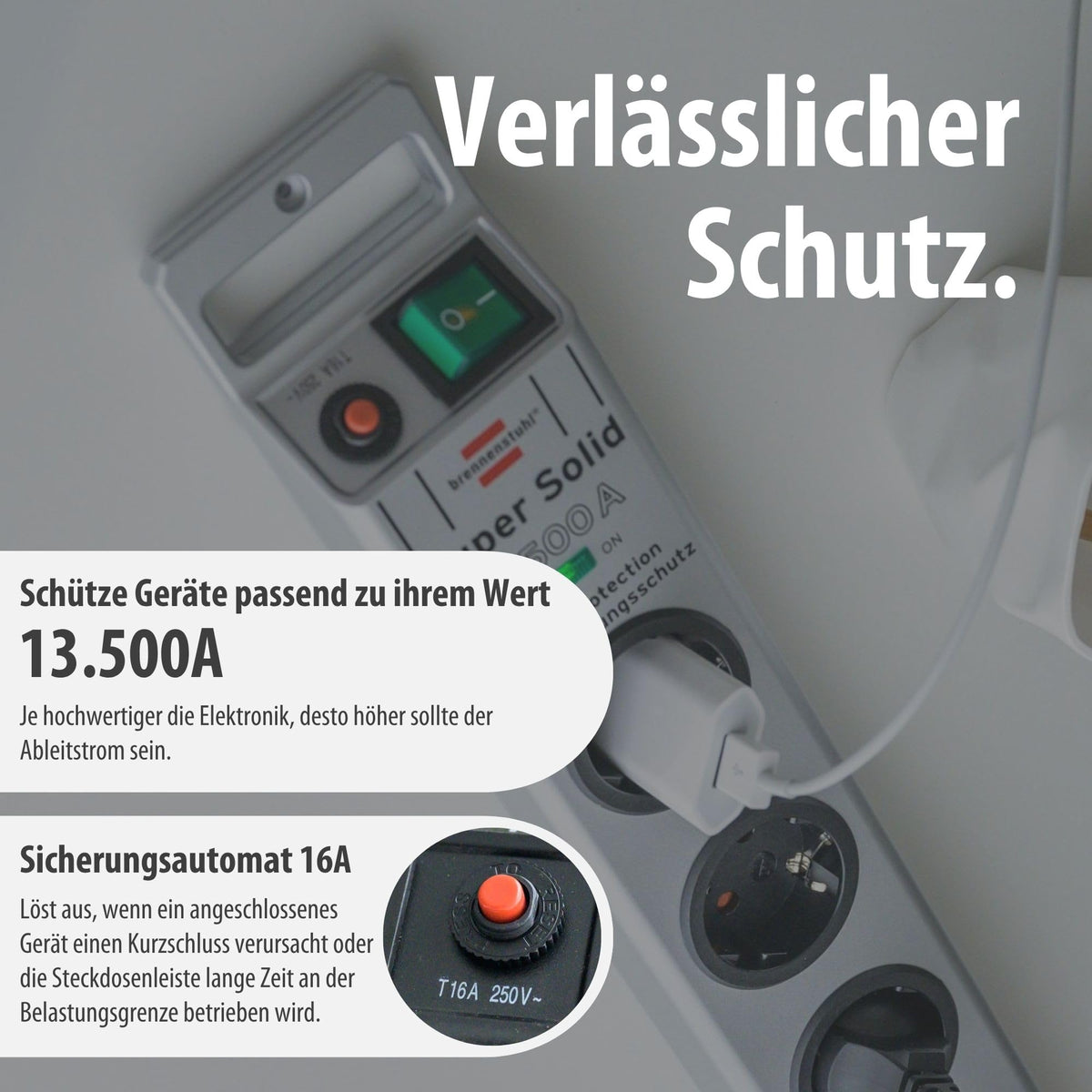 Brennenstuhl Super-Solid, Steckdosenleiste 5-Fach mit Überspannungsschutz