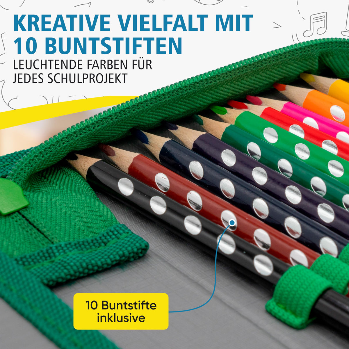 itenga Federmäppchen Jungen 28-teilig gefüllt – Schüler-Etui 1-Zipper mit Stiften, Lineal & Zubehör – Mäppchen Schule Grundschule (Motiv Traktor)