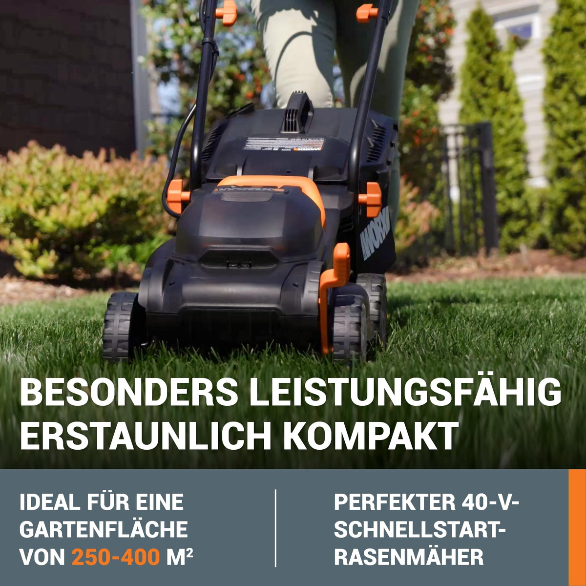 WORX WG779E.1 Akku-Rasenmäher 40V, 34 cm, für Rasenflächen bis 460m²