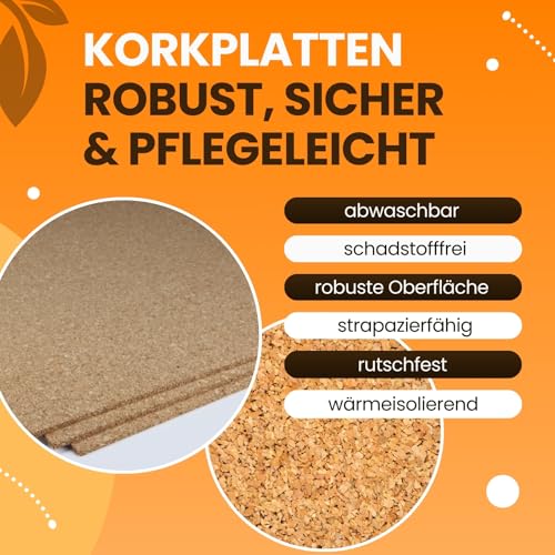 EKB Korkplatte 100x50cm 4mm stark I Natürliche Presskorkplatte für Pinnwand, Wanddekoration oder Schallschutz Akustikplatte I Umweltfreundliches DIY-Projektmaterial zum Basteln & Modellbau