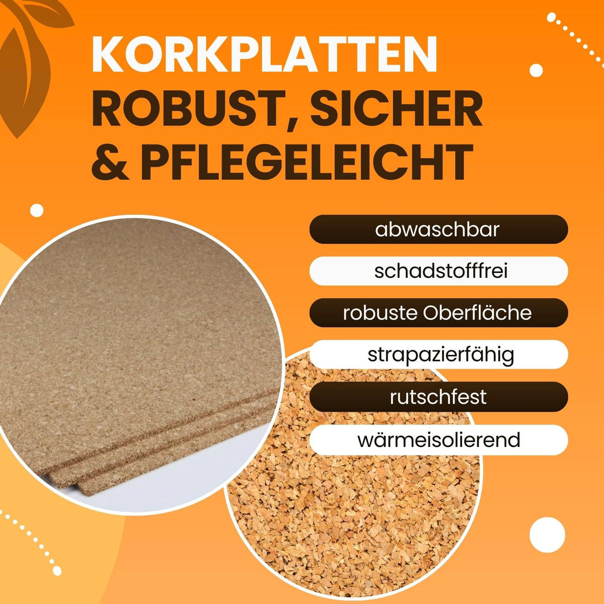 EKB Korkplatte 100x50cm 4mm stark I Natürliche Presskorkplatte für Pinnwand, Wanddekoration oder Schallschutz Akustikplatte I Umweltfreundliches DIY-Projektmaterial zum Basteln & Modellbau
