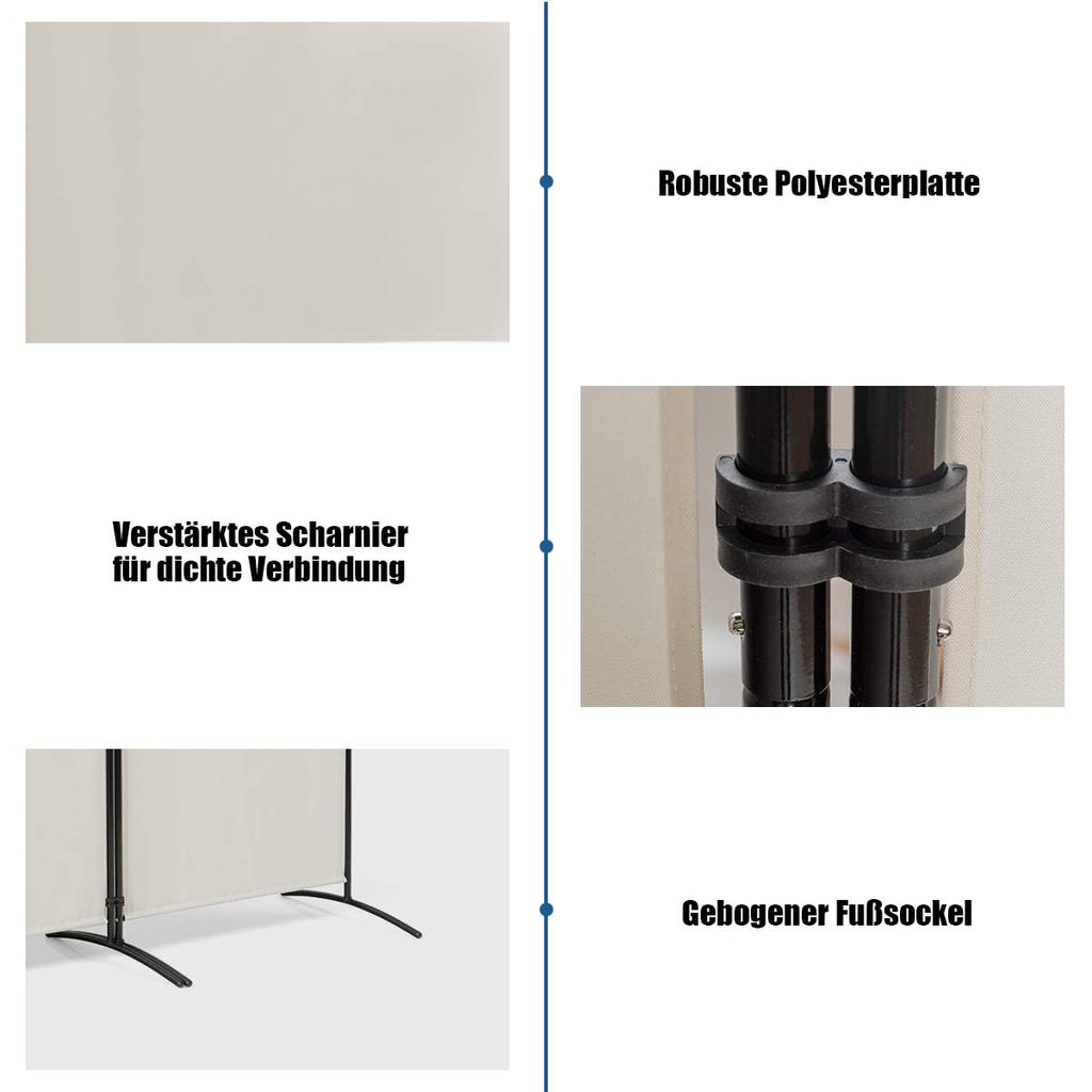 FANTASK 260 x 183cm Raumteiler, Paravent 3 teilig klappbar, Trennwand Wandschirm aus Metall & Polyester, Sichtschutz Room Divider Innen für Zuhause Büro Terrasse, Extra breit