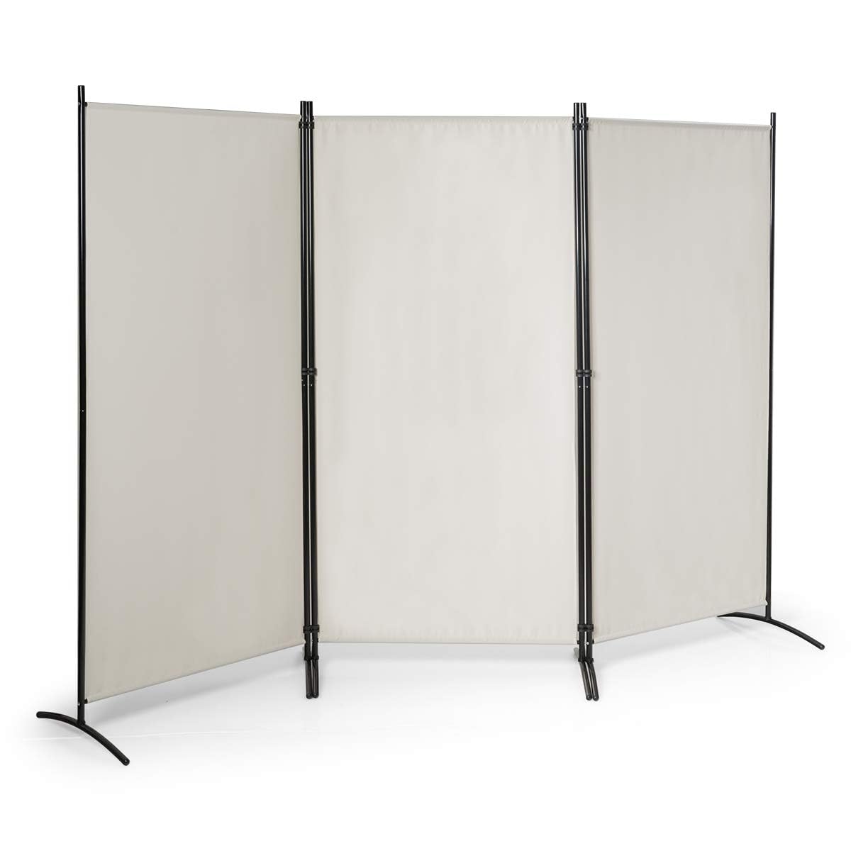FANTASK 260 x 183cm Raumteiler, Paravent 3 teilig klappbar, Trennwand Wandschirm aus Metall & Polyester, Sichtschutz Room Divider Innen für Zuhause Büro Terrasse, Extra breit