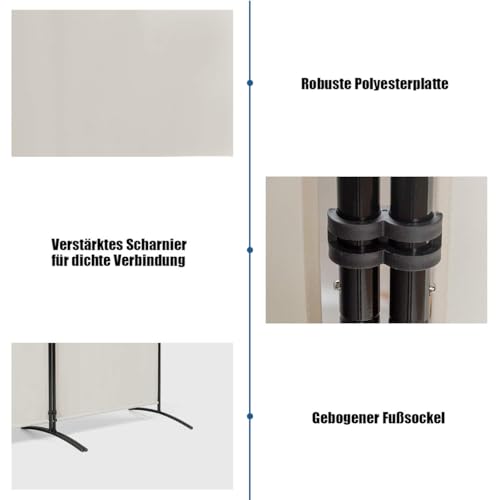 FANTASK 260 x 183cm Raumteiler, Paravent 3 teilig klappbar, Trennwand Wandschirm aus Metall & Polyester, Sichtschutz Room Divider Innen für Zuhause Büro Terrasse, Extra breit