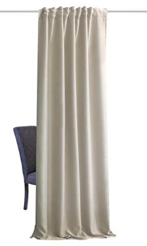 HOMEbasics | Akustikvorhang Uni | ACUSTICO | Lärm-, Hitze-, Kälte- und Zugluft-Schutz + abdunkelnd | Natur | 245 x 135 cm