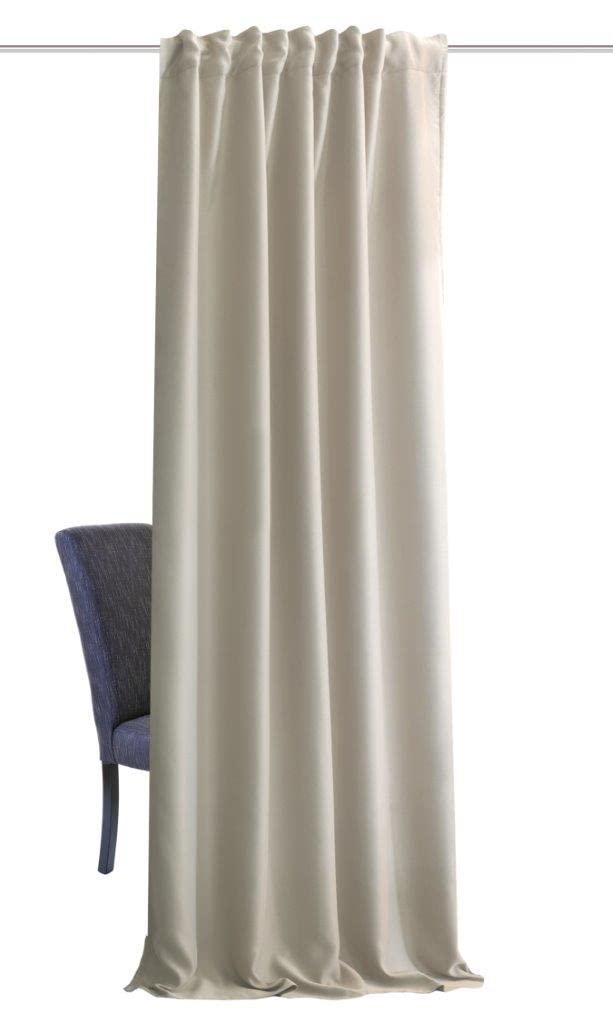 HOMEbasics | Akustikvorhang Uni | ACUSTICO | Lärm-, Hitze-, Kälte- und Zugluft-Schutz + abdunkelnd | Natur | 245 x 135 cm