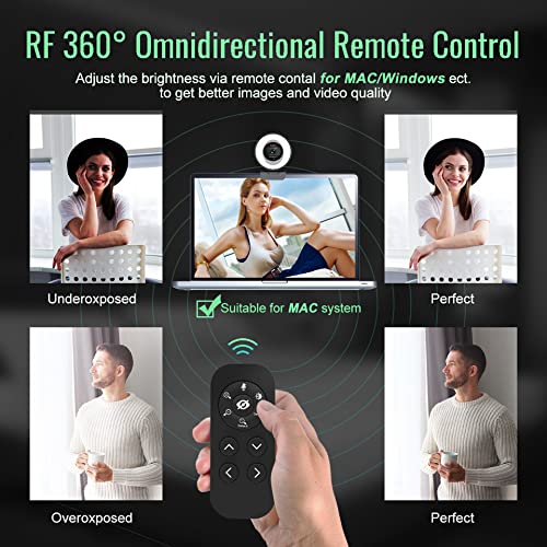Angetube 60FPS 1080P Webcam mit Ringlicht - PC Kamera mit 5X Digitalzoom