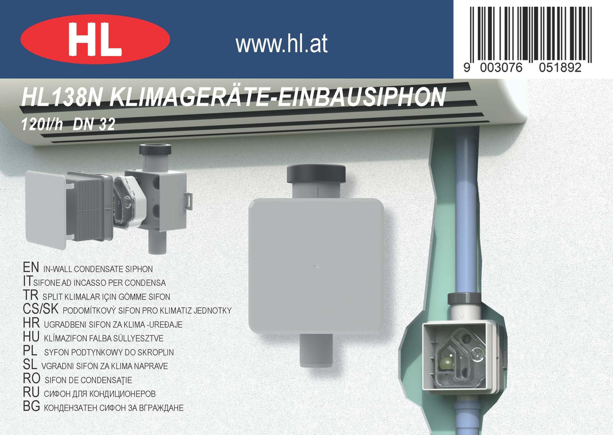 Kondensat-UP-Siphon HL138 DN32 für Klimageräte