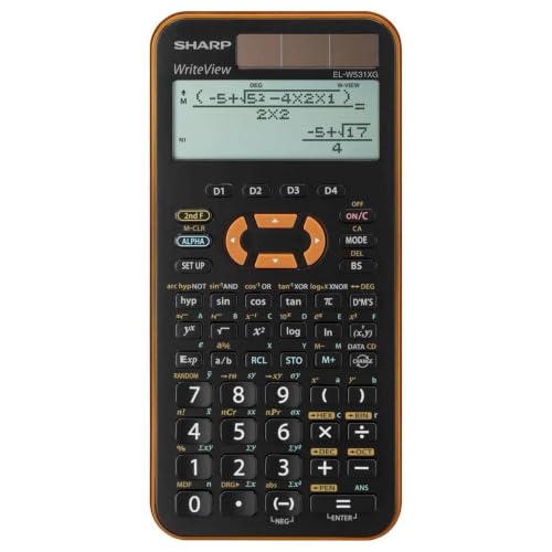 Sharp EL-W531 XG-YR Wissenschaftlicher Schulrechner (4-zeilige Anzeige, WriteView, D.A.L.-Eingabe) Orange