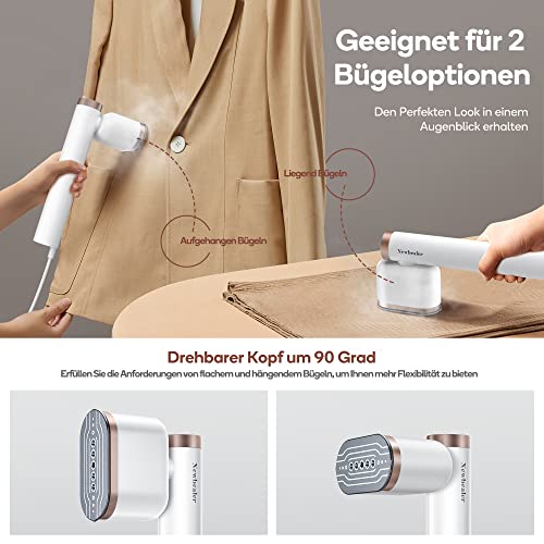 Newbealer Steamer Dampfglätter, 1200W, 120ml, Tragbarer Dampfbügel mit Hand Dampfbürste für Kleidung & Hemden Bügeln, 20s Schnelles Aufheizen, Horizontales und Vertikales Dampfen, 2 Dampfstufen