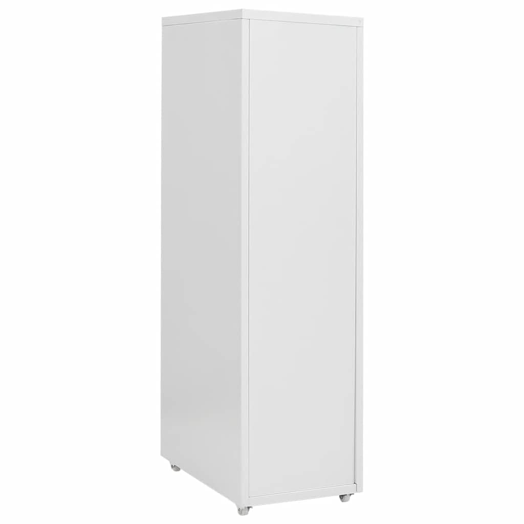 Aktenschrank mit Rollen Grau Metall 28x41x109 cm 8 Schubladen Büroschrank für Büro Arbeitszimmer Homeoffice mit Namensschildhalter und Leichter Reinigung