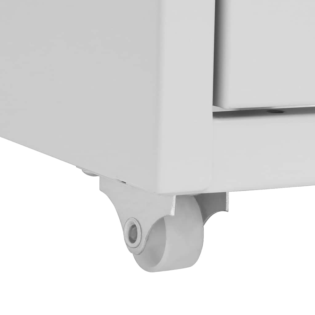 Aktenschrank mit Rollen Grau Metall 28x41x109 cm 8 Schubladen Büroschrank für Büro Arbeitszimmer Homeoffice mit Namensschildhalter und Leichter Reinigung