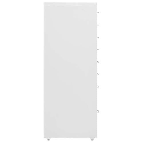 Aktenschrank mit Rollen Grau Metall 28x41x109 cm 8 Schubladen Büroschrank für Büro Arbeitszimmer Homeoffice mit Namensschildhalter und Leichter Reinigung