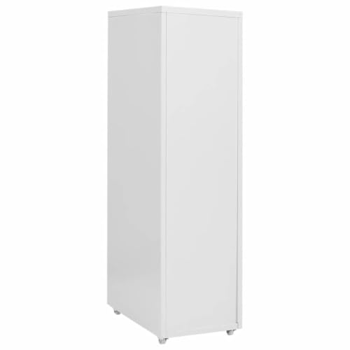 Aktenschrank mit Rollen Grau Metall 28x41x109 cm 8 Schubladen Büroschrank für Büro Arbeitszimmer Homeoffice mit Namensschildhalter und Leichter Reinigung