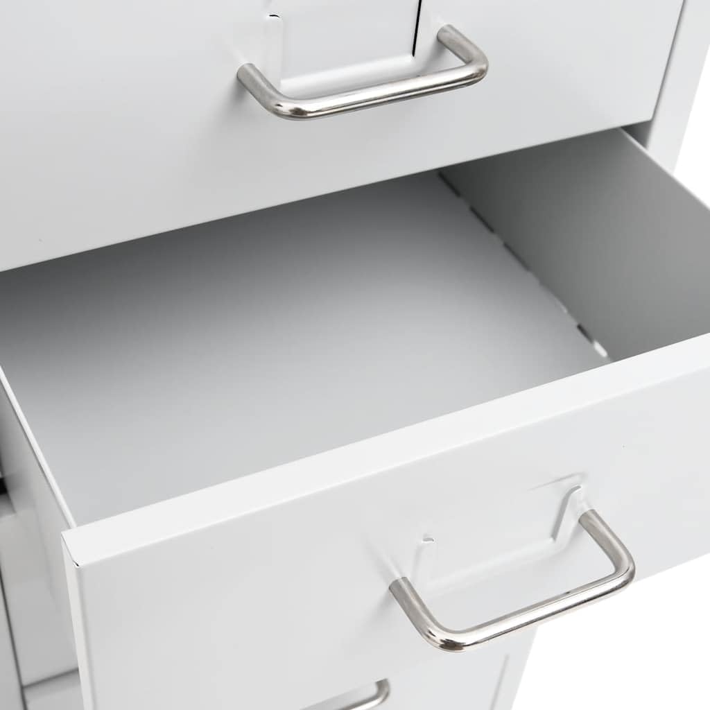 Aktenschrank mit Rollen Grau Metall 28x41x109 cm 8 Schubladen Büroschrank für Büro Arbeitszimmer Homeoffice mit Namensschildhalter und Leichter Reinigung