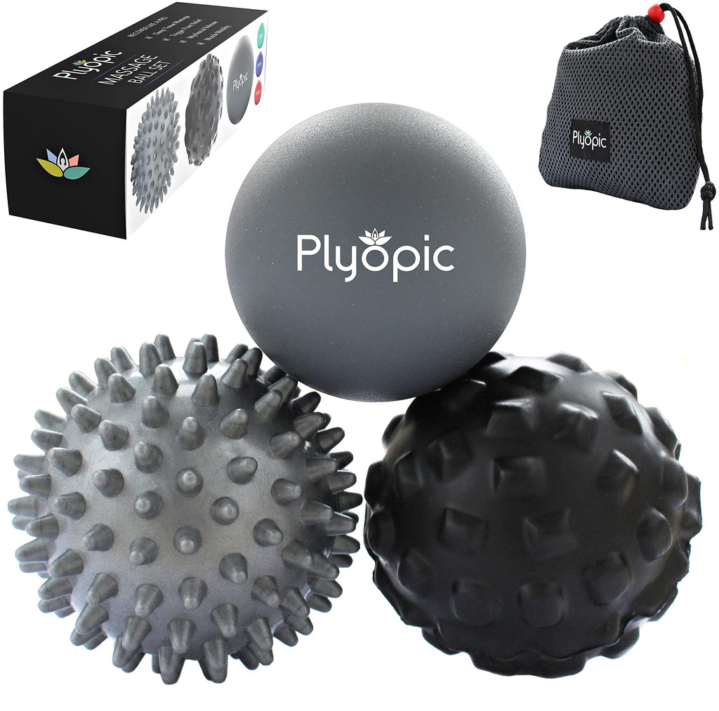 Plyopic Massageball Set – Faszienball, Triggerpunkt Ball & Igelball mit Noppen – Selbstmassage & Fußmassage Ball für Rücken, Nacken, Beine, Füße – Lacrosse Ball gegen Muskelkater & Schmerzen
