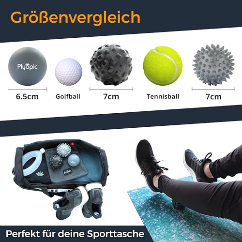 Plyopic Massageball Set – Faszienball, Triggerpunkt Ball & Igelball mit Noppen – Selbstmassage & Fußmassage Ball für Rücken, Nacken, Beine, Füße – Lacrosse Ball gegen Muskelkater & Schmerzen