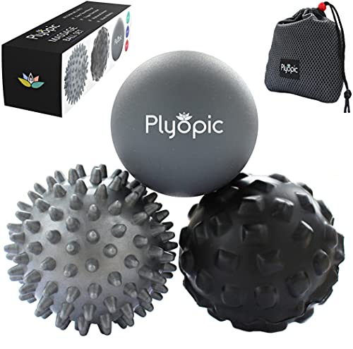 Plyopic Massageball Set – Faszienball, Triggerpunkt Ball & Igelball mit Noppen – Selbstmassage & Fußmassage Ball für Rücken, Nacken, Beine, Füße – Lacrosse Ball gegen Muskelkater & Schmerzen