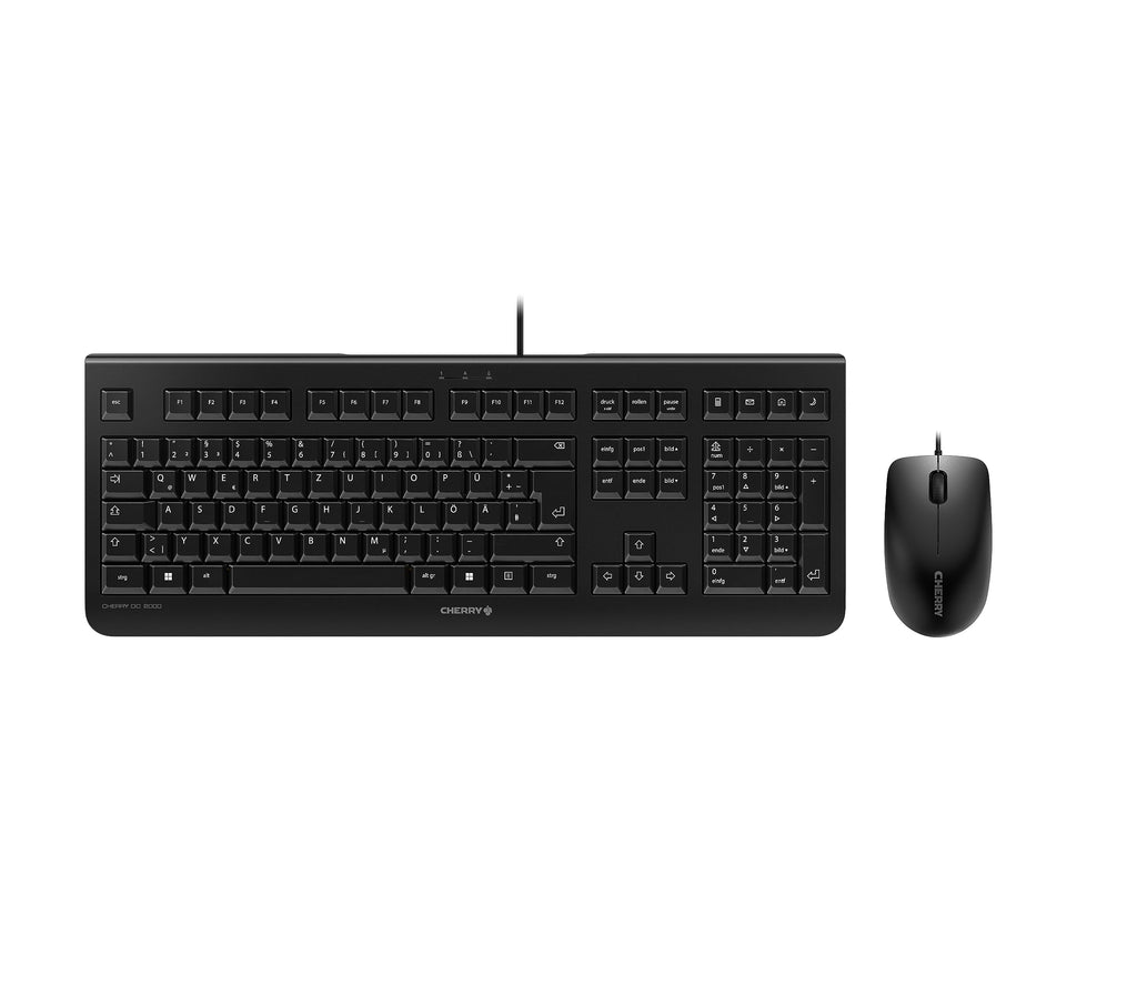 CHERRY DC 2000, Kabelgebundenes Tastatur-Maus-Set, Deutsch QWERTZ, Schwarz
