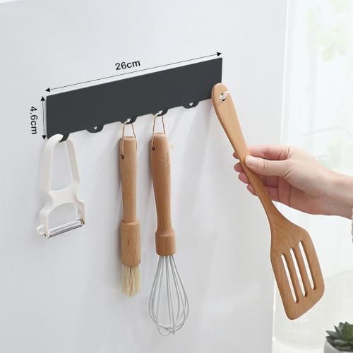 2 Stück Schlüsselbrett mit 6 Haken,Metall Schlüsselhalter Wand,Schlüsselboard ohne bohren,Selbstklebendes Schlüsselhaken Für Schlüsselaufbewahrung Hängen Küchenbesteck Schwarz