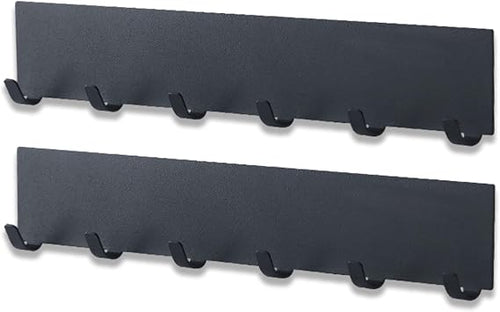 2 Stück Schlüsselbrett mit 6 Haken,Metall Schlüsselhalter Wand,Schlüsselboard ohne bohren,Selbstklebendes Schlüsselhaken Für Schlüsselaufbewahrung Hängen Küchenbesteck Schwarz