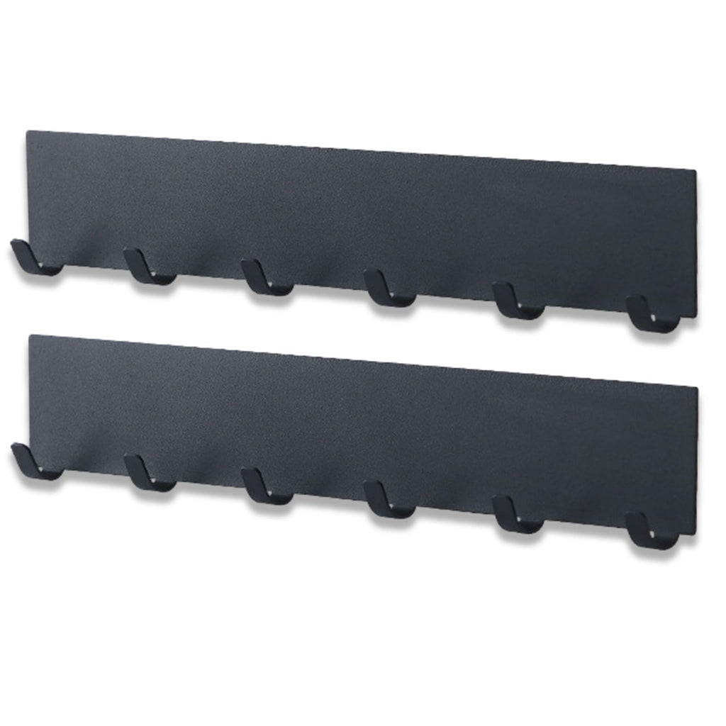 2 Stück Schlüsselbrett mit 6 Haken,Metall Schlüsselhalter Wand,Schlüsselboard ohne bohren,Selbstklebendes Schlüsselhaken Für Schlüsselaufbewahrung Hängen Küchenbesteck Schwarz