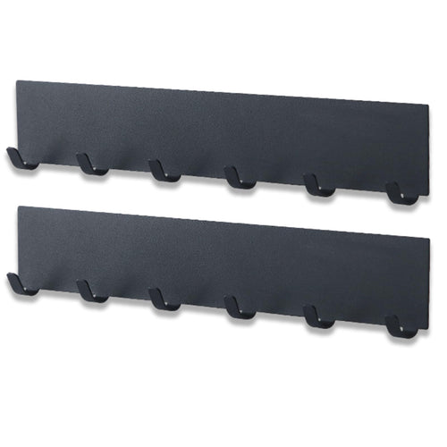2 Stück Schlüsselbrett mit 6 Haken,Metall Schlüsselhalter Wand,Schlüsselboard ohne bohren,Selbstklebendes Schlüsselhaken Für Schlüsselaufbewahrung Hängen Küchenbesteck Schwarz