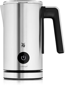 WMF Stelio Milchaufschäumer elektrisch, 500 Watt, 150-250 ml, Antihaftbeschichtung, kabellos, für Milchschaum heiss und kalt, heiße Schokolade, cromargan matt/silber