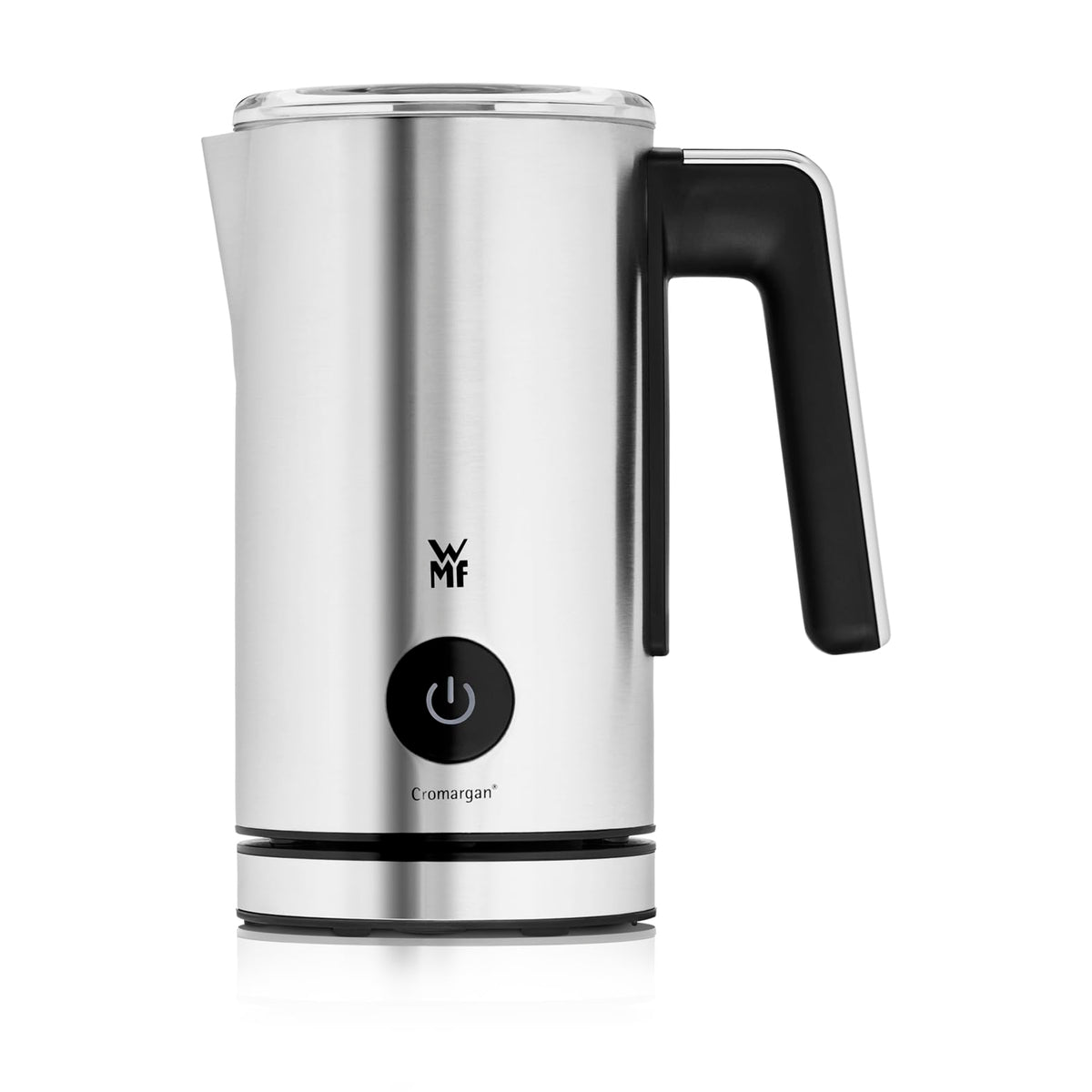 WMF Stelio Milchaufschäumer elektrisch, 500 Watt, 150-250 ml, Antihaftbeschichtung, kabellos, für Milchschaum heiss und kalt, heiße Schokolade, cromargan matt/silber