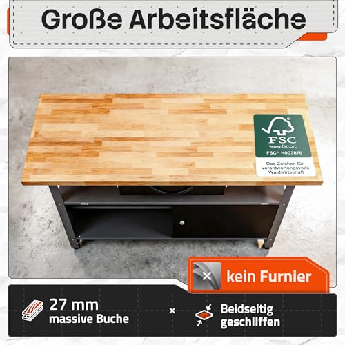 Ondis24 Werkstatteinrichtung Klaus, Metall, 1 Werkstattschrank, Lochwand, Hakensortiment (Arbeitshöhe 85 cm, Schwarz)