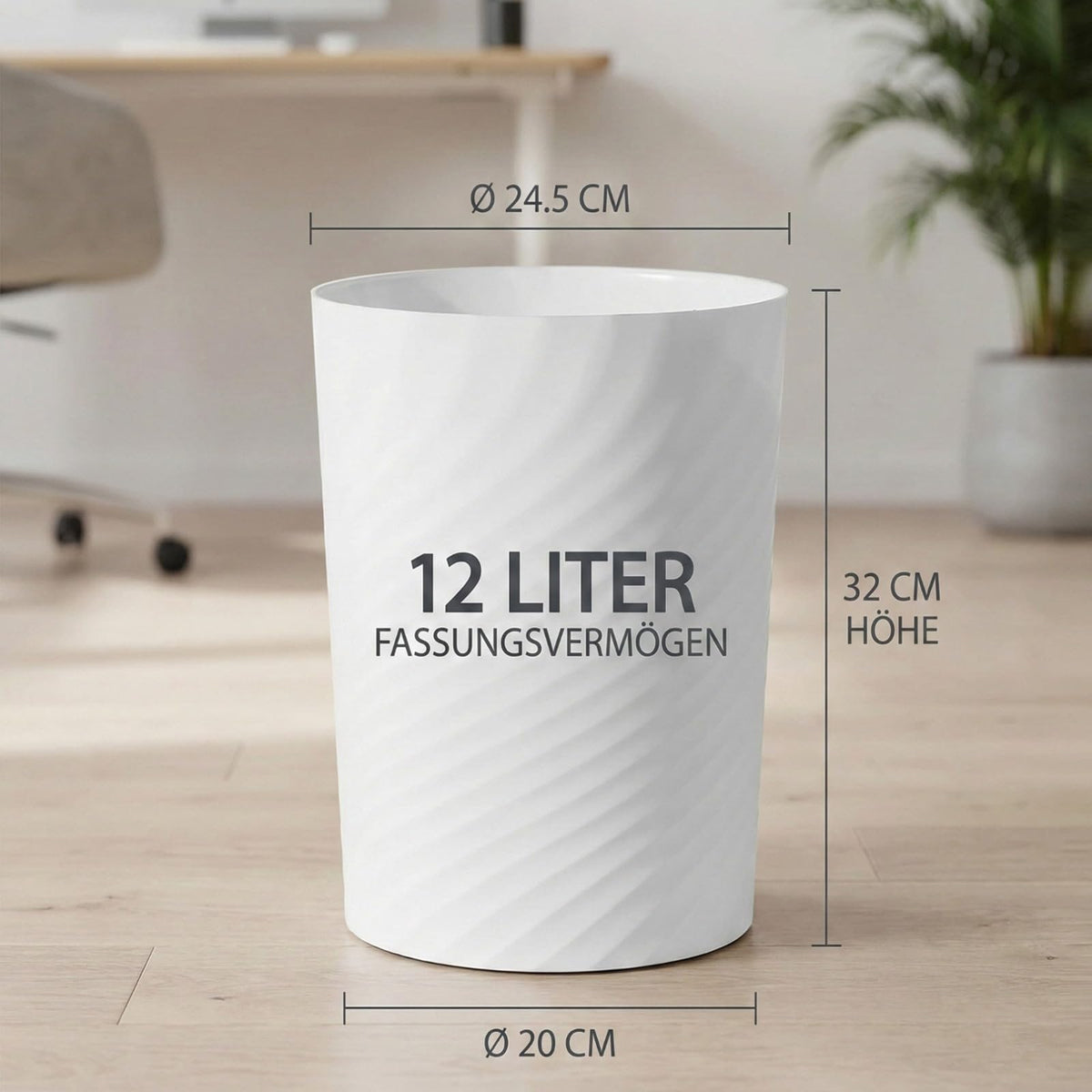 Papierkorb 8008 Mülleimer Papiereimer 32 cm 12L | Weiß