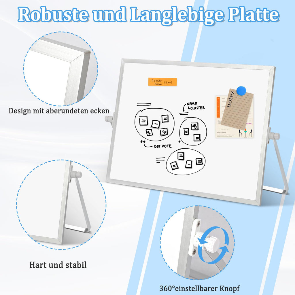 Whiteboard Magnetisch, Beidseitige Verwendung Desktop Magnettafel klein, White Board Klein mit Ständer 30x40cm Schreibtafel Abwischbar